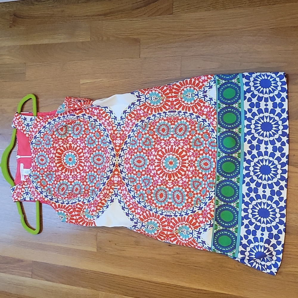 London Times colorful printed shift dress